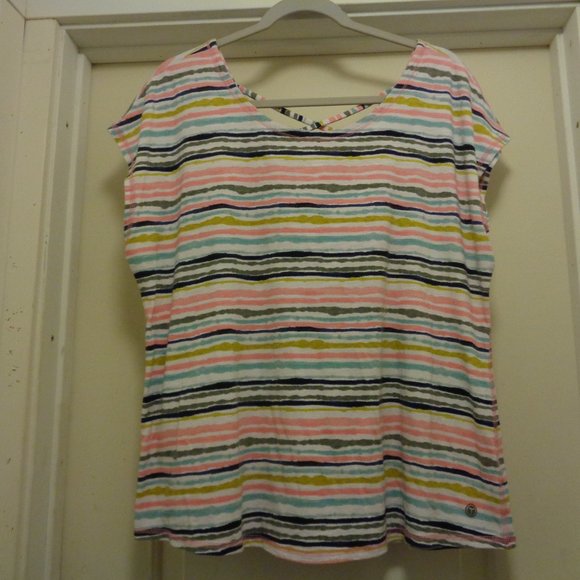 CRISS CROSS APPLESAUCE PASTELS STRIPES SUMMERY TOP  L - Picture 5 of 6